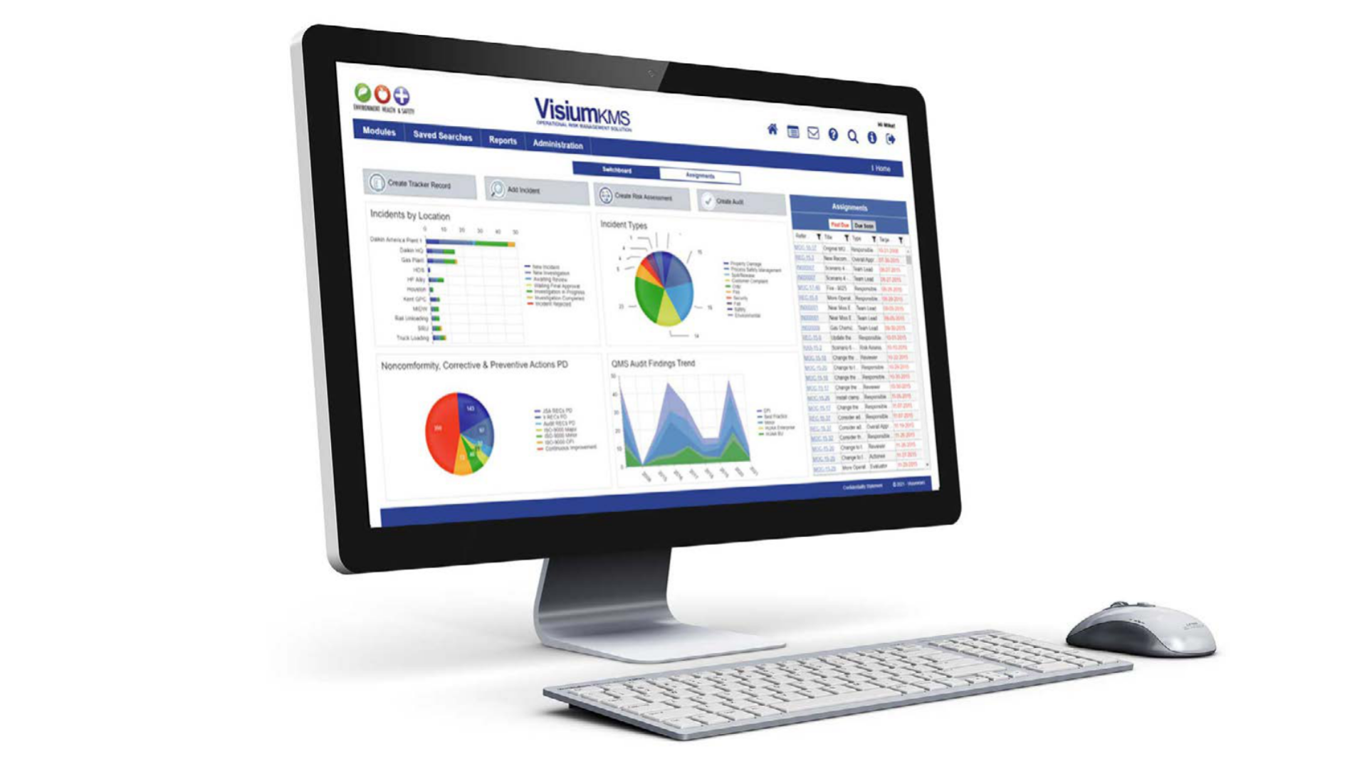 VisiumKMS platform dashboard on laptop